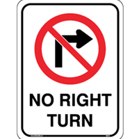 Non-Reflective No Right Turn Aluminum Sign