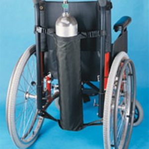 Oxygen tank holder for wheelchairs