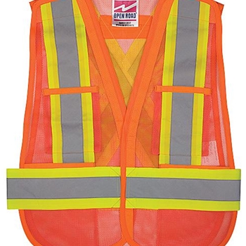 Safety Vest, 4 Pockets,DS-Ring Acess with Silver Stripes