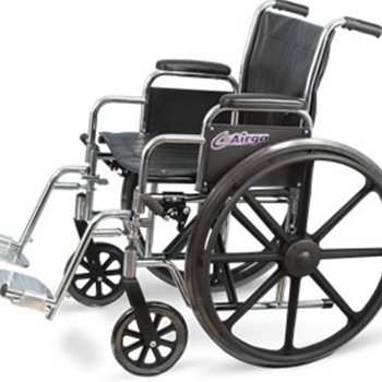 Airgo Steel Wheelchair with Desk Arms and Swing Away Footrests